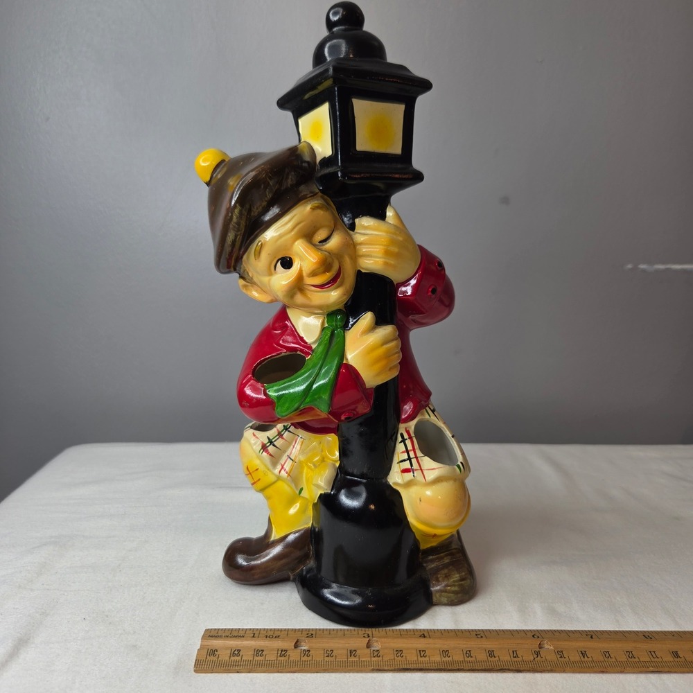 Vtg Price Import Japan Drunk Man Lamp Post Ceramic Planter Figurine Scottish